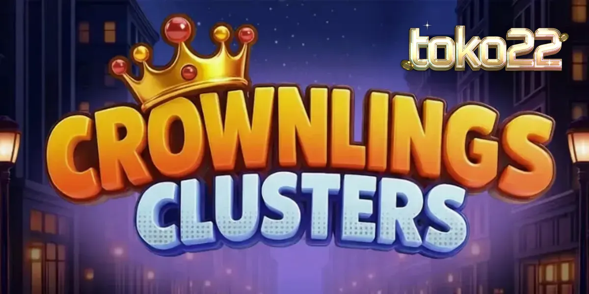 Tampilan antarmuka slot Crownlings Clusters dengan karakter blob berwarna-warni dan grafis neon.